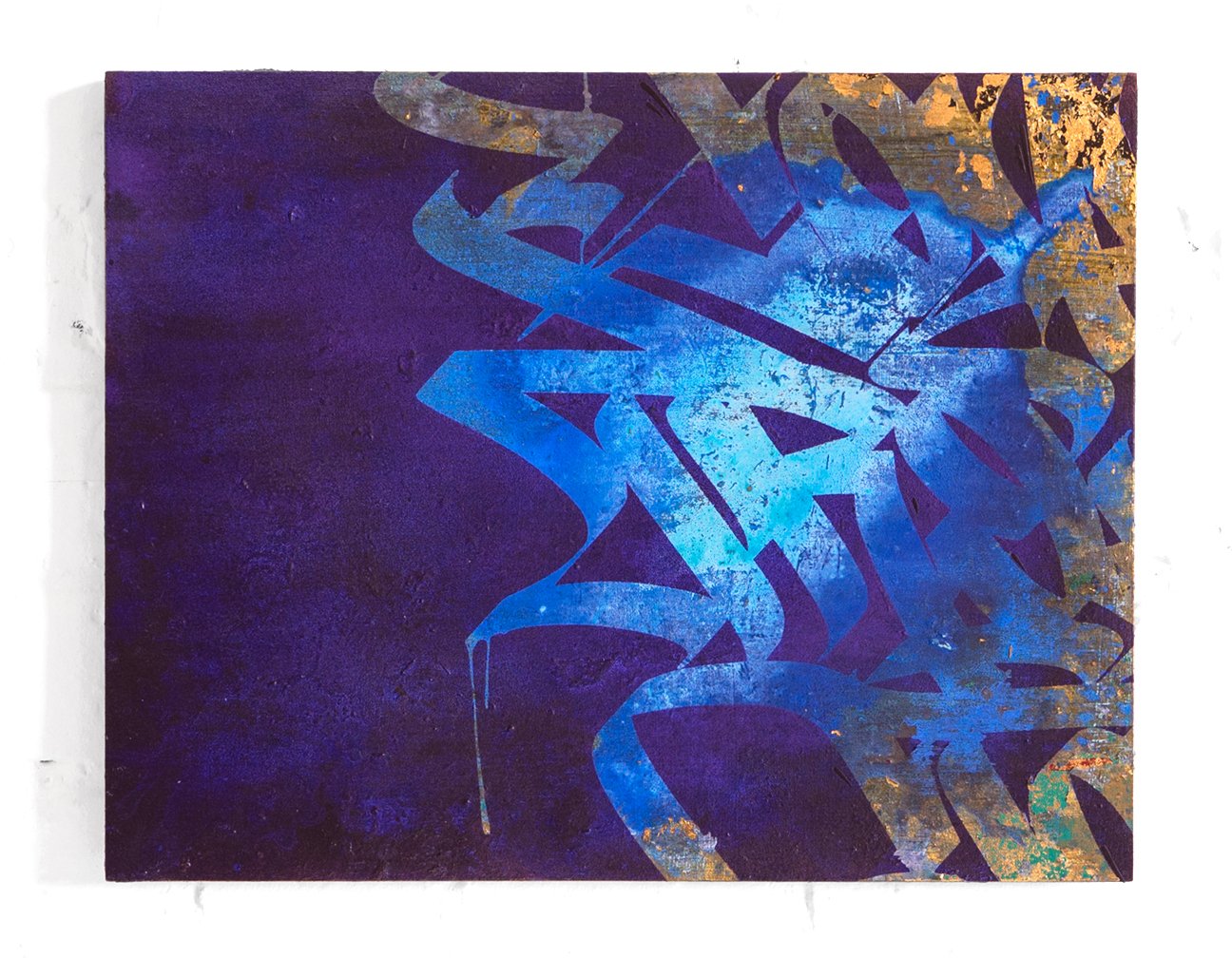 Into Abstraction 2 by Jeremy Penn — Oxidized metals, spray paint, and acrylic on panel