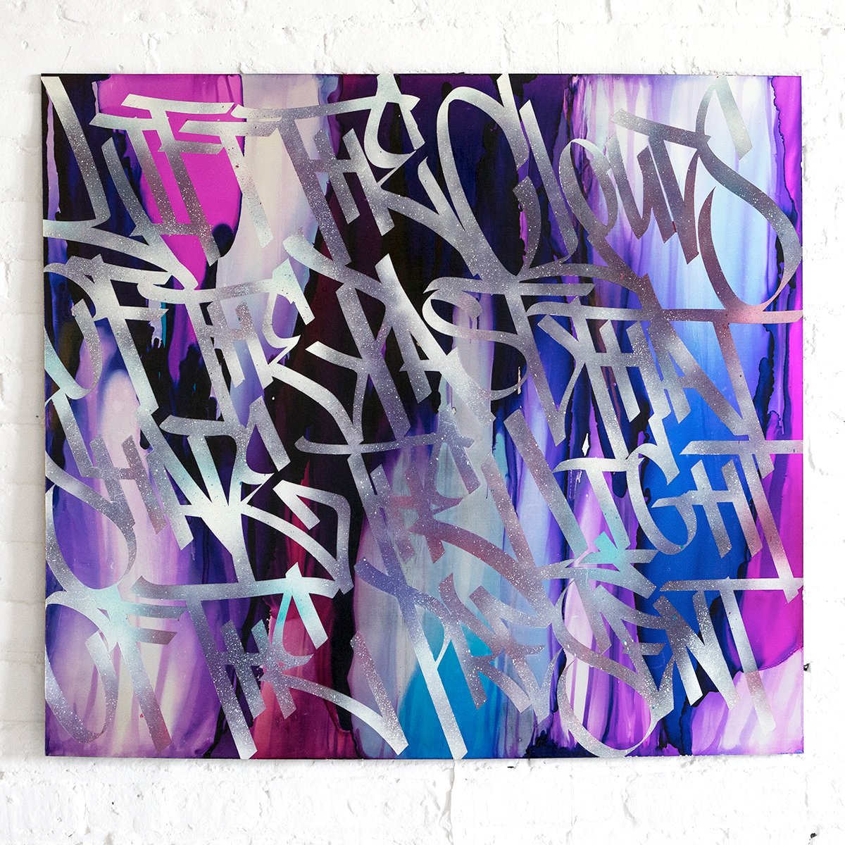 LIFT THE CLOUDS OF THE PAST by Jeremy Penn — Inks & spray paint on polished aluminum